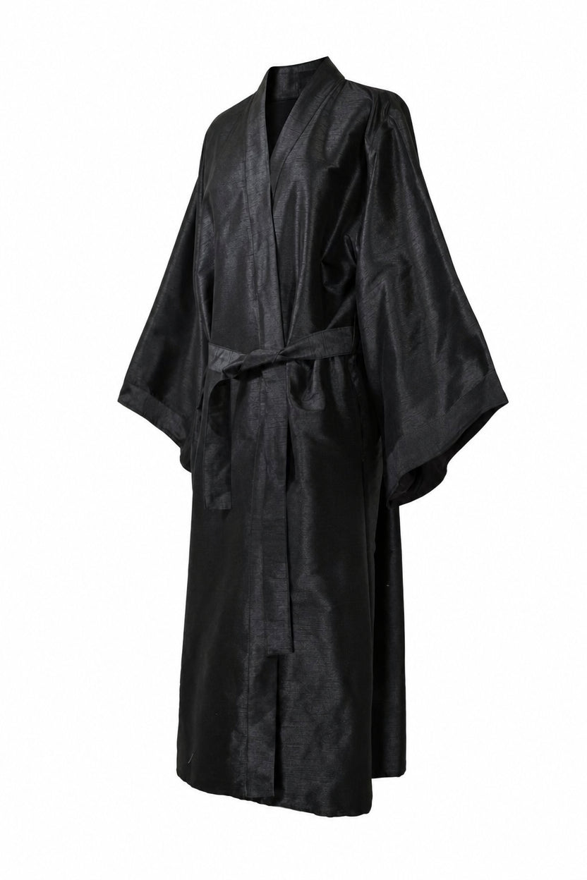 Kimono Black seta Dupioni Nero