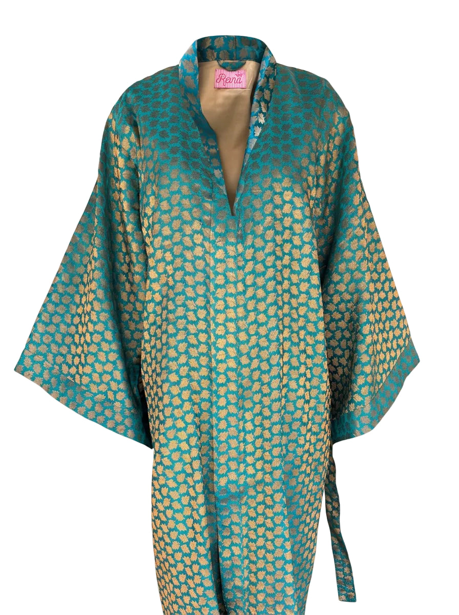 Kimono Brocade Green Verde-Oro