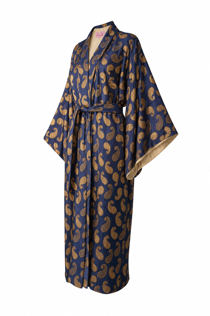 Kimono Brocade Blue Blu-Oro