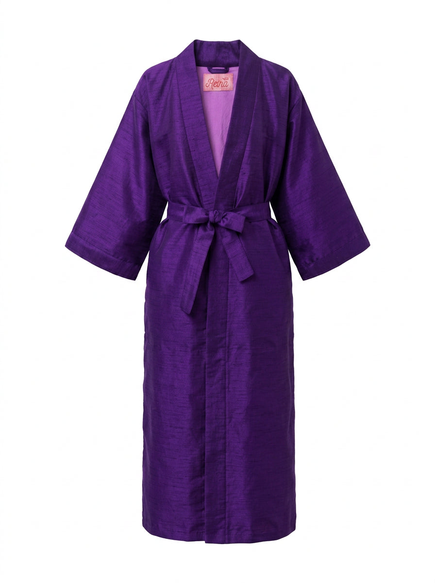 Kimono Purple seta Dupioni Viola