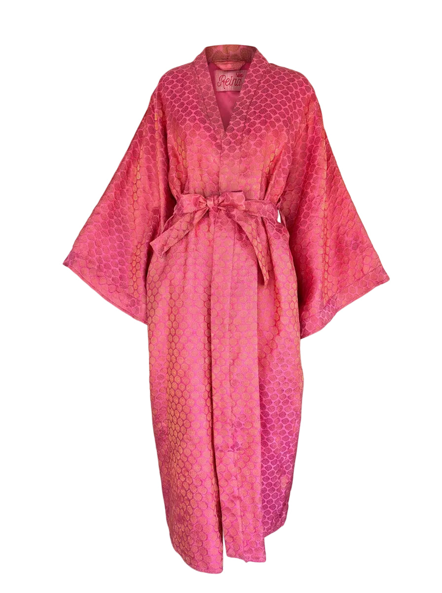 Kimono Brocade pink Rosa-Oro