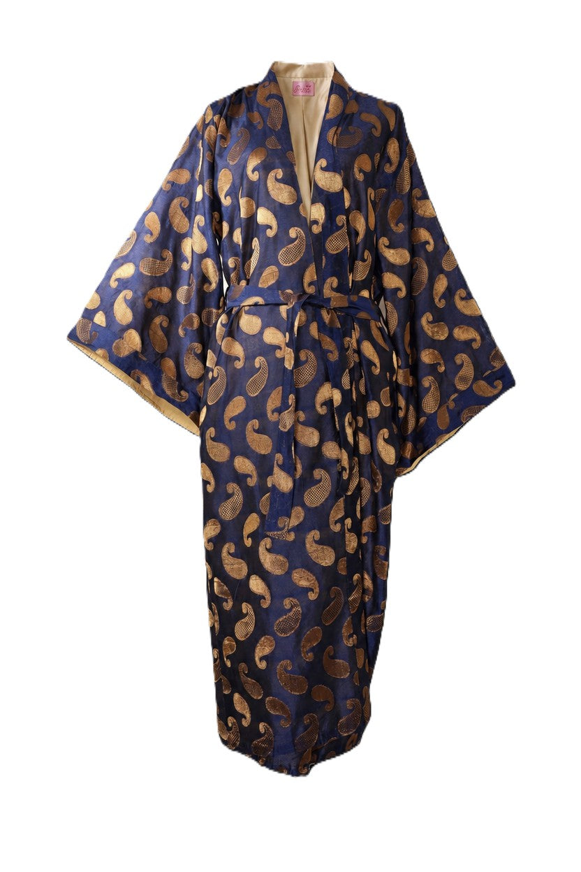 Kimono Brocade Blue Blu-Oro
