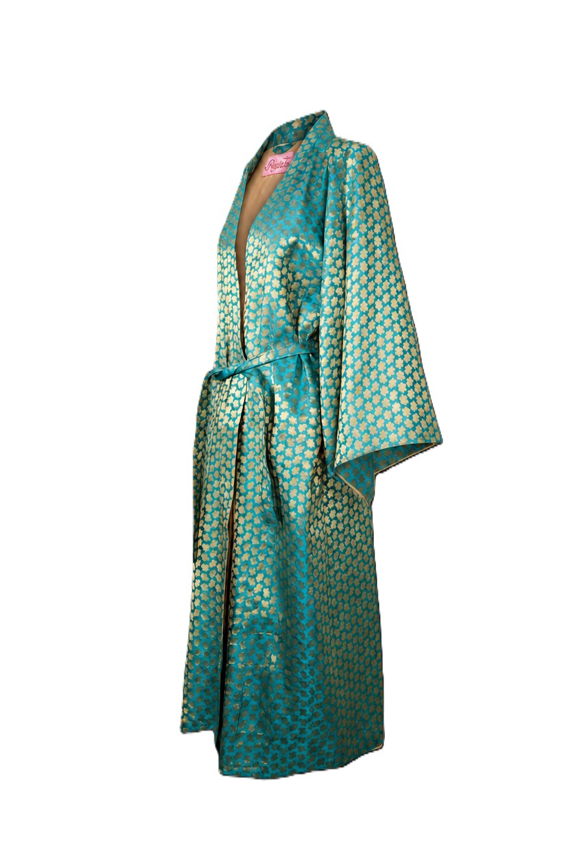 Kimono Brocade Green Verde-Oro