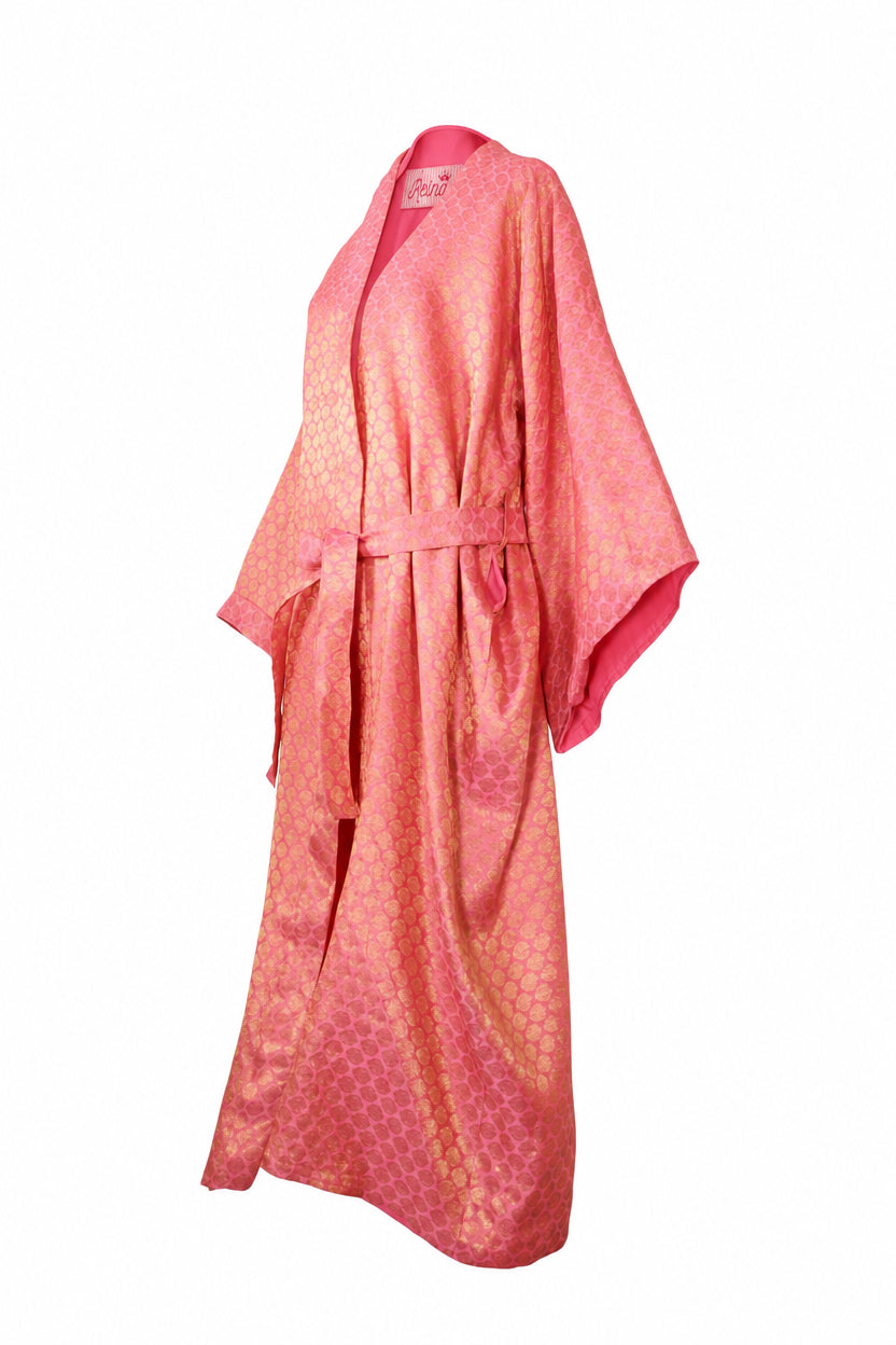 Kimono Brocade pink Rosa-Oro