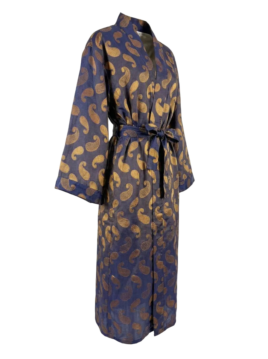 Kimono Brocade Blue Blu-Oro