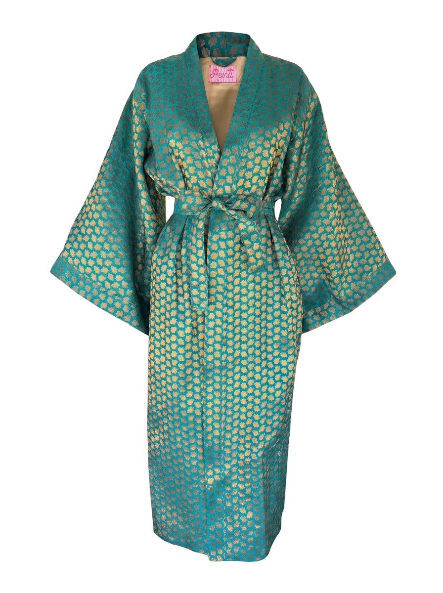 Kimono Brocade Green Verde-Oro
