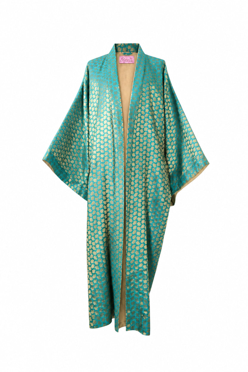 Kimono Brocade Green Verde-Oro