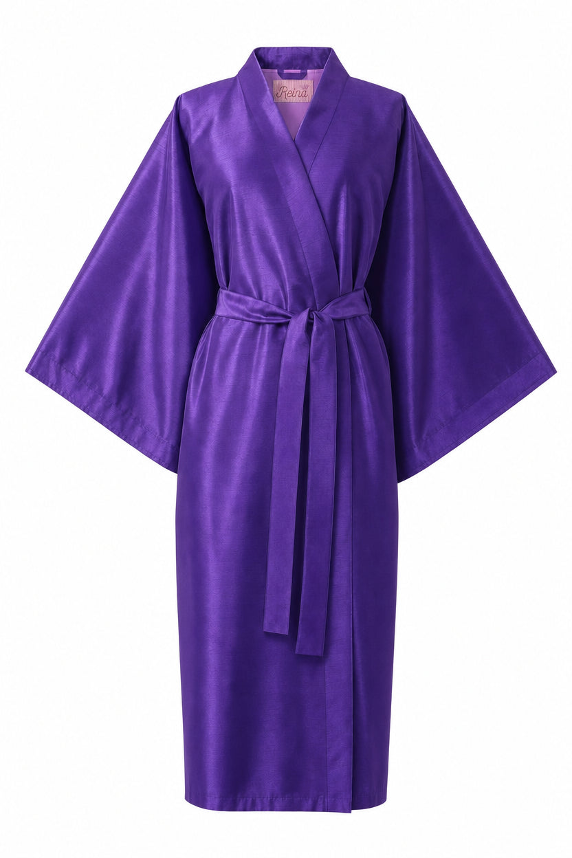 Kimono Purple seta Dupioni Viola
