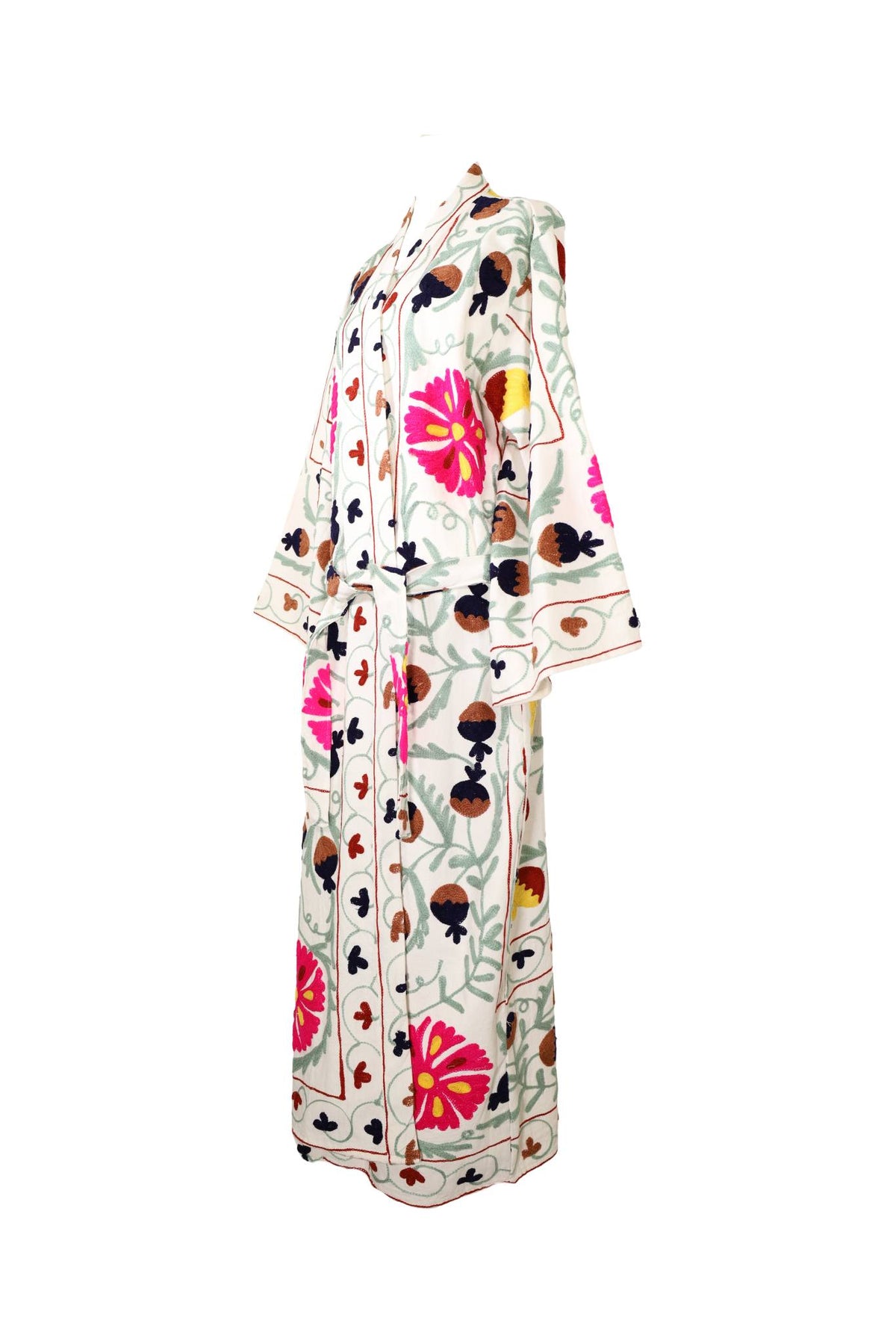 Kimono suzani fucsia flower Bianco-fucsia