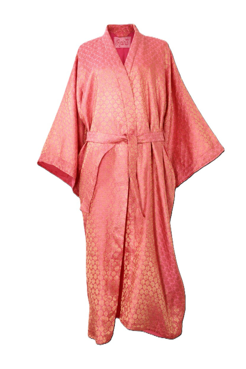 Kimono Brocade pink Rosa-Oro