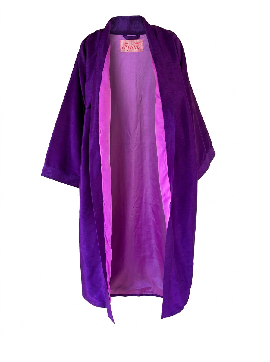Kimono Purple seta Dupioni Viola