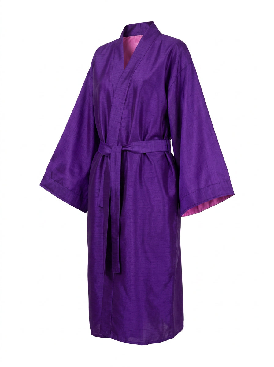 Kimono Purple seta Dupioni Viola