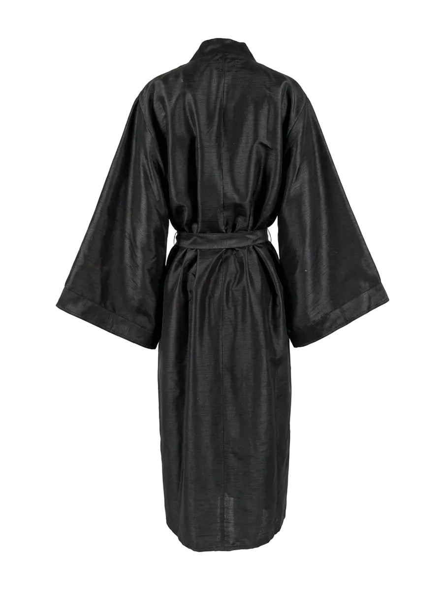 Kimono Black seta Dupioni Nero