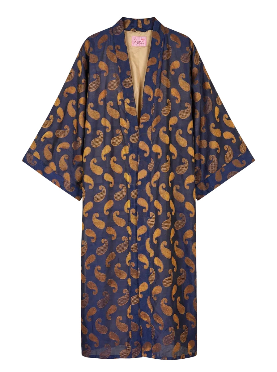 Kimono Brocade Blue Blu-Oro
