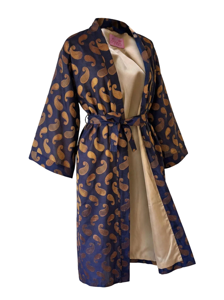 Kimono Brocade Blue Blu-Oro