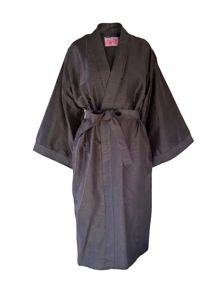 Kimono Black seta Dupioni Nero