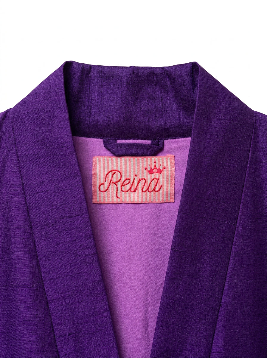 Kimono Purple seta Dupioni Viola