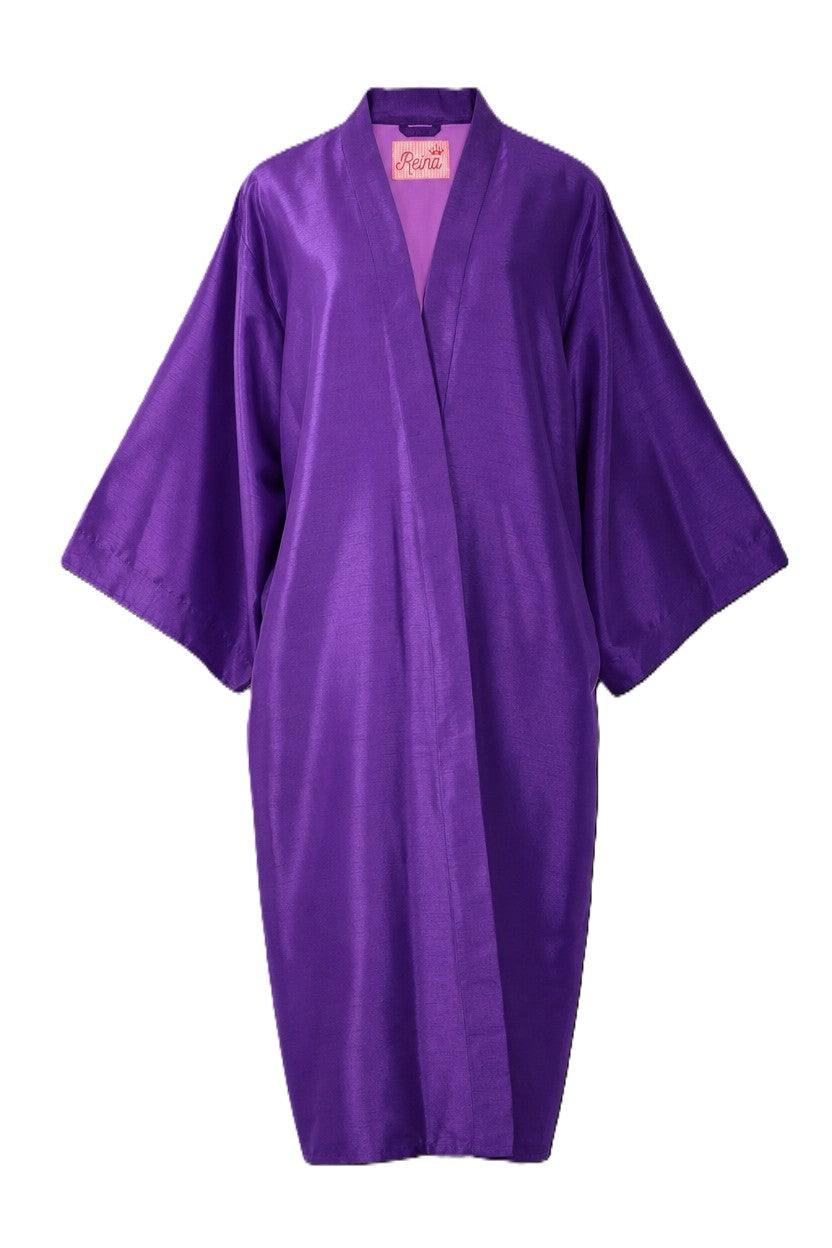 Kimono Purple seta Dupioni Viola