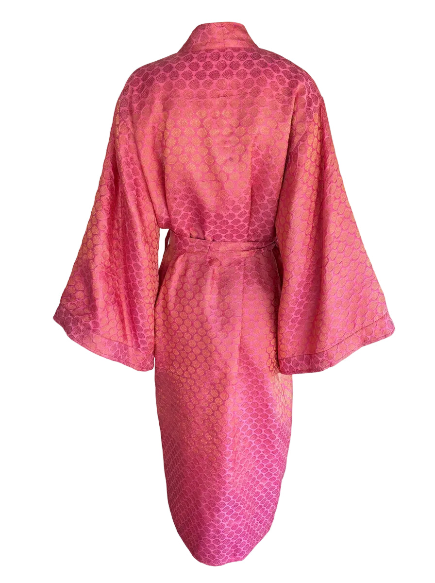 Kimono Brocade pink Rosa-Oro
