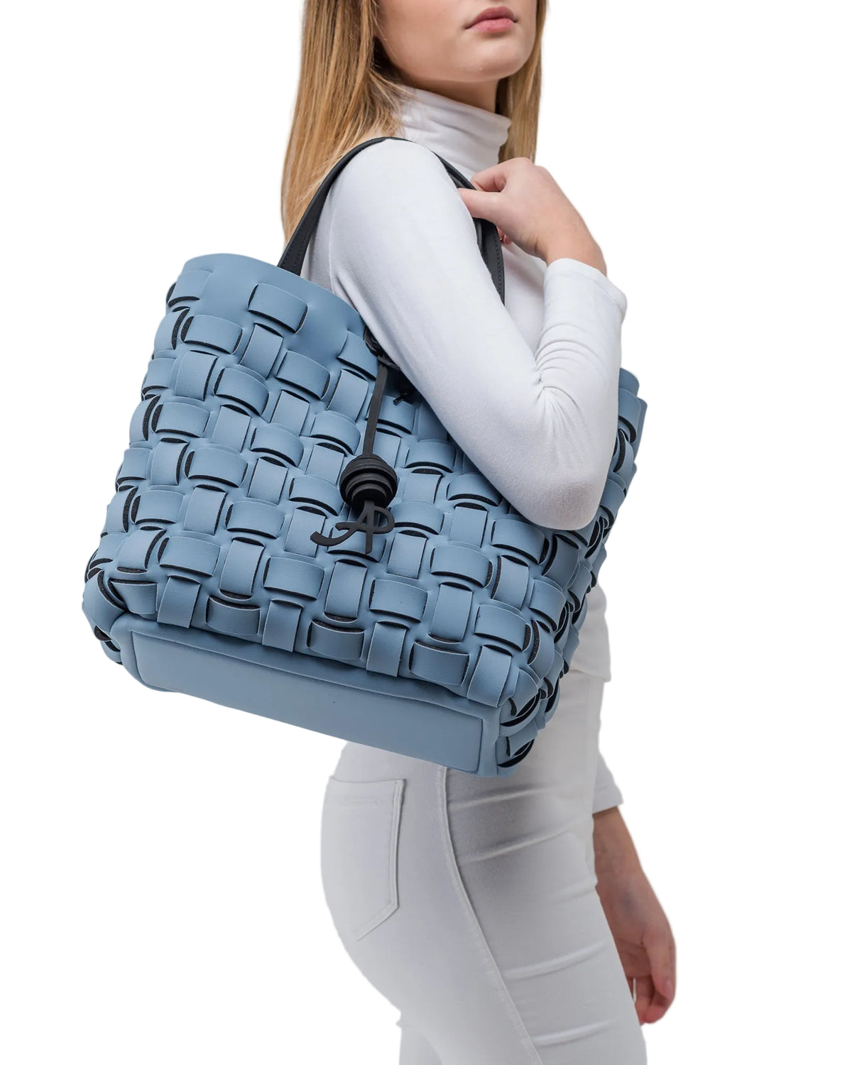 Powder blue neoprene bag