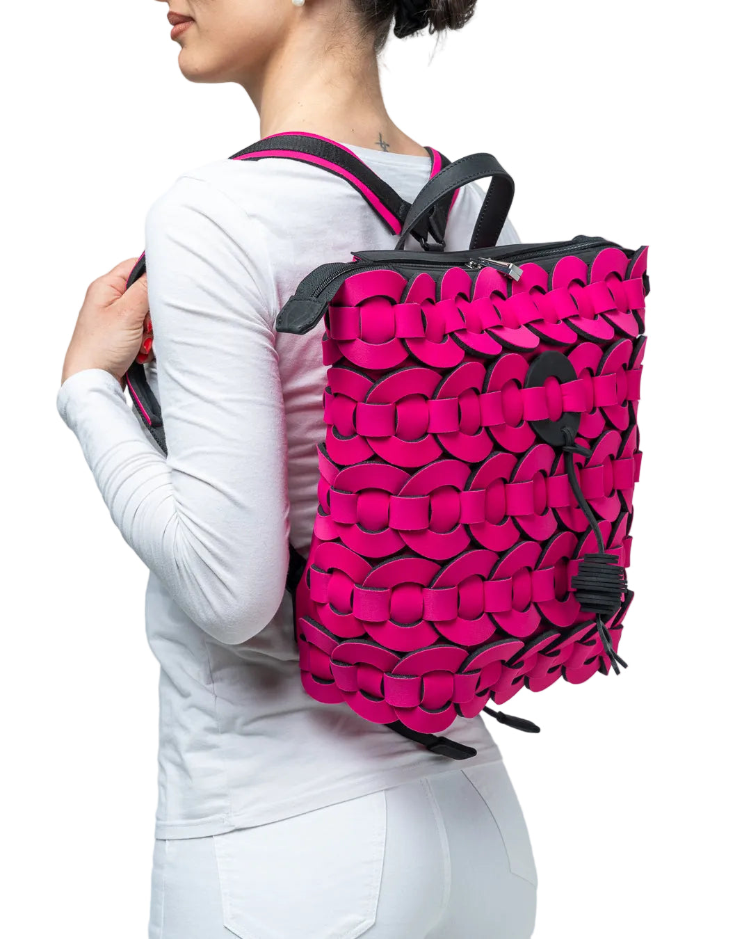 Fuchsia neoprene backpack