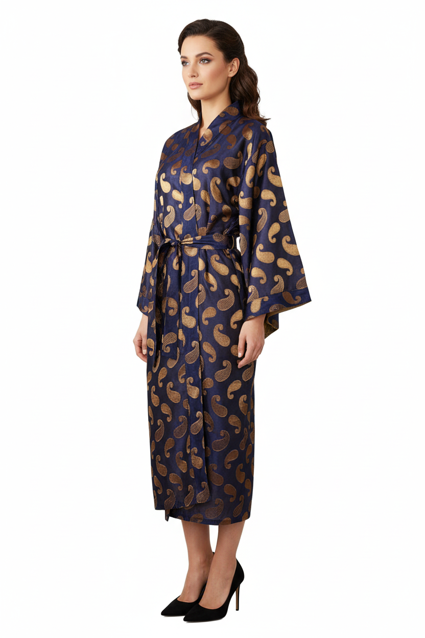 Kimono Brocade Blue Blu-Oro