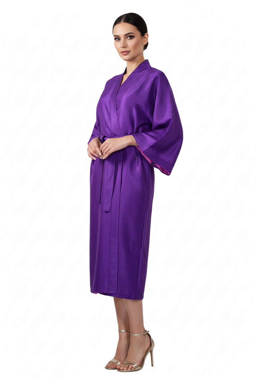 Kimono Purple seta Dupioni Viola