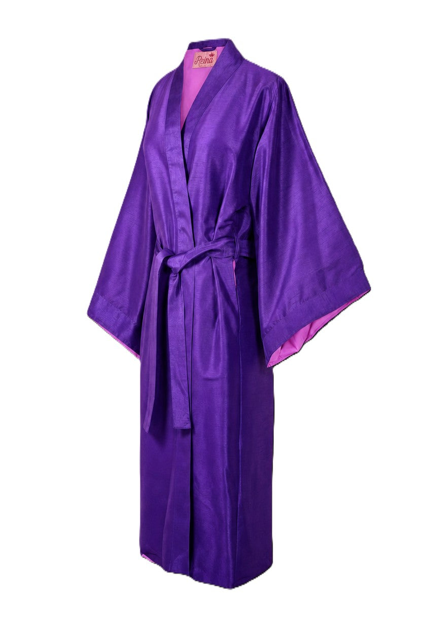 Kimono Purple seta Dupioni Viola